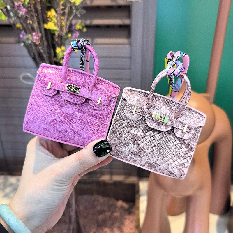 Mini Python Skin Bag Charm Keychain