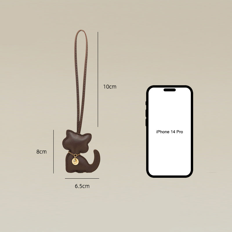 Cat Silhouette Leather Bag Charm