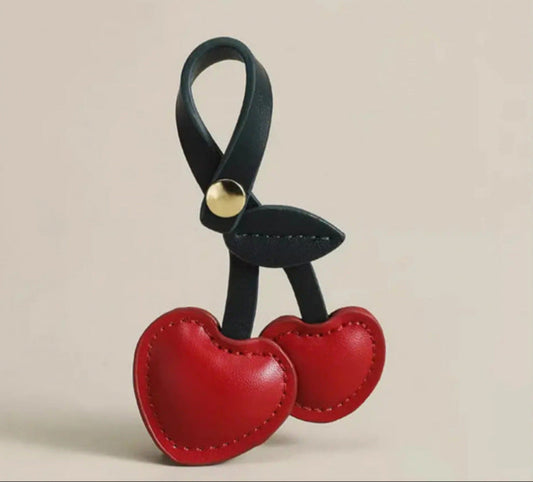 Cherry Duo Handmade Leather Charm