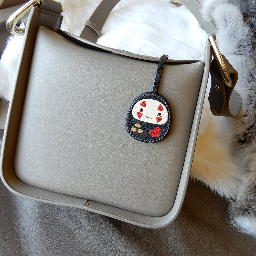 Lucky Daruma Handmade Leather Charm