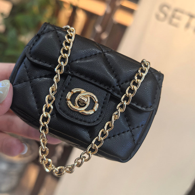 Mini Quilted Flap Bag Charm Keychain