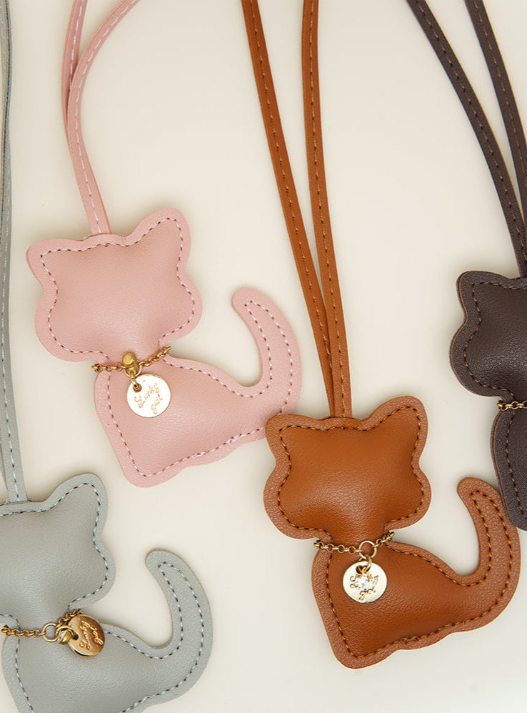 Cat Silhouette Leather Bag Charm