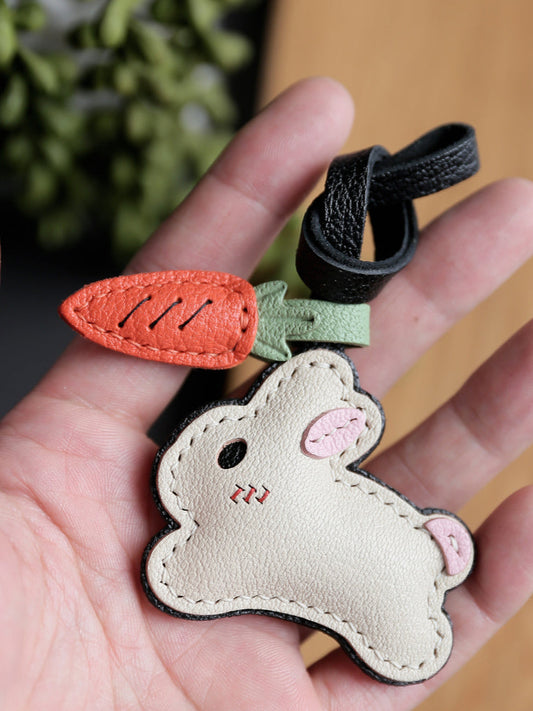 Carrot Chase Bunny Handmade Leather Charm