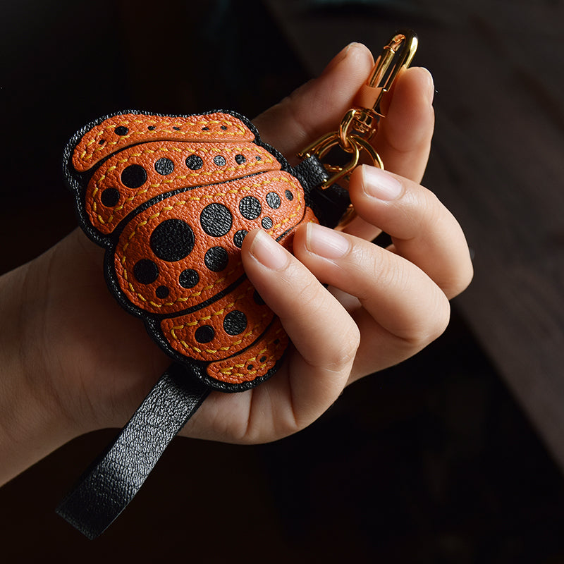 Polka Pumpkin Handmade Leather Charm
