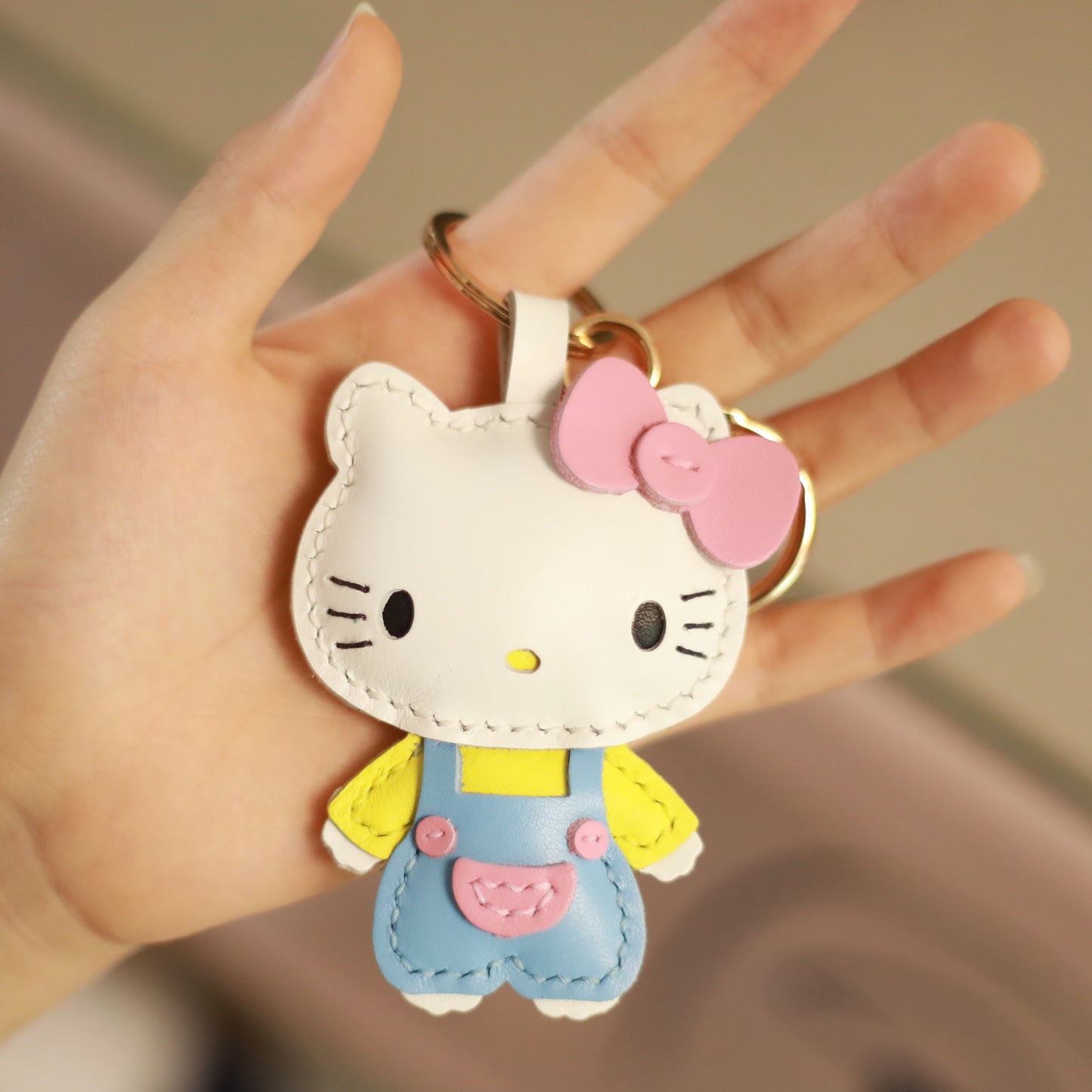 Cute Cat Handmade Leather Charm