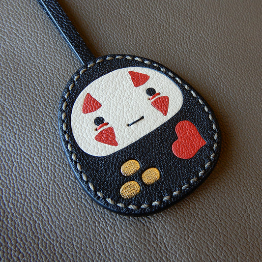 Lucky Daruma Handmade Leather Charm