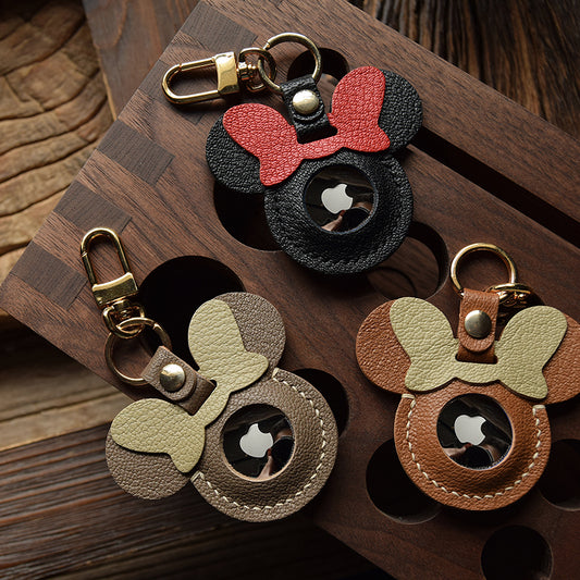 Bow Ears Handmade Leather AirTag Charm
