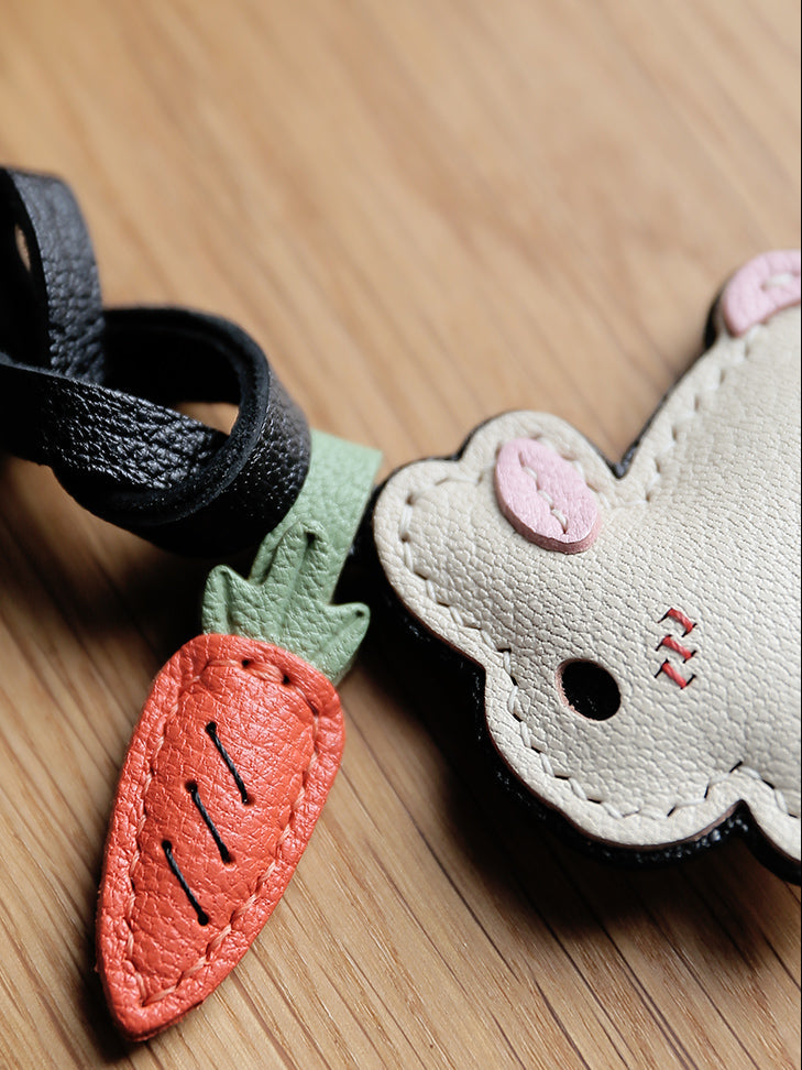 Carrot Chase Bunny Handmade Leather Charm