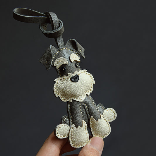 Full-Body Schnauzer Pup Handmade Leather Charm