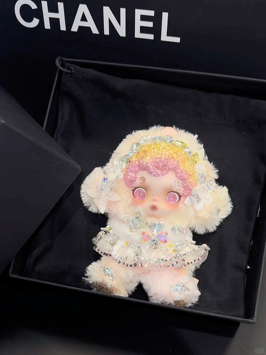 Skullpanda Crystal Bunny – Handmade Swarovski Plush Pendant