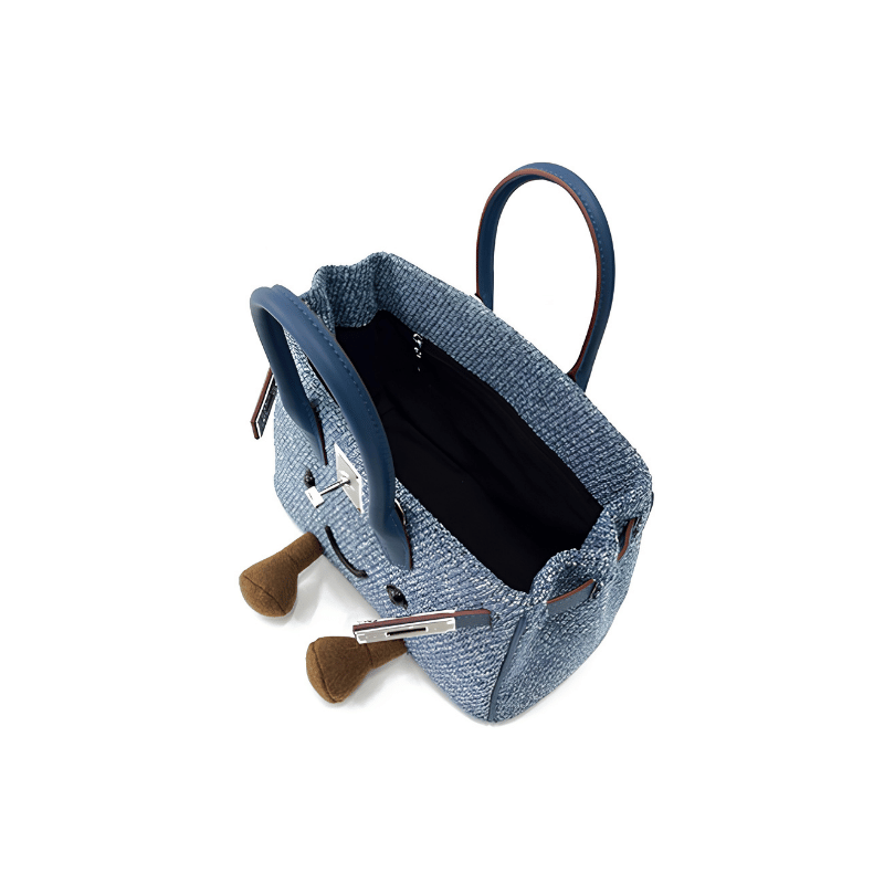 Classic Denim Blue Woven Fluff BK Bag