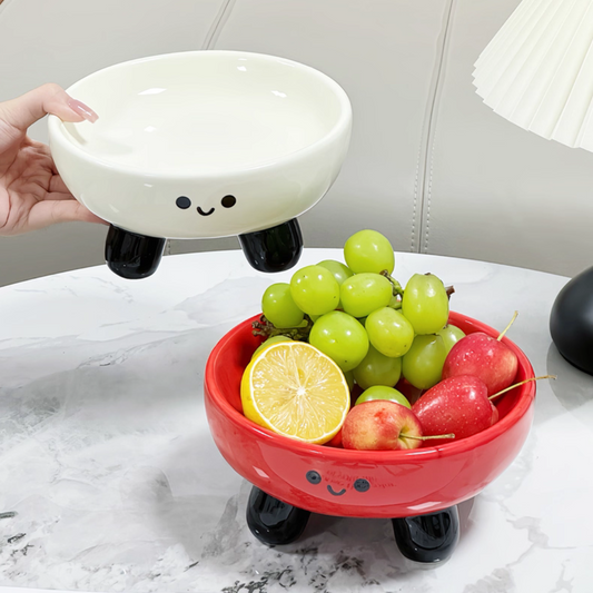 Smiley Three Legs Ceramic Fruit Bowl Collection