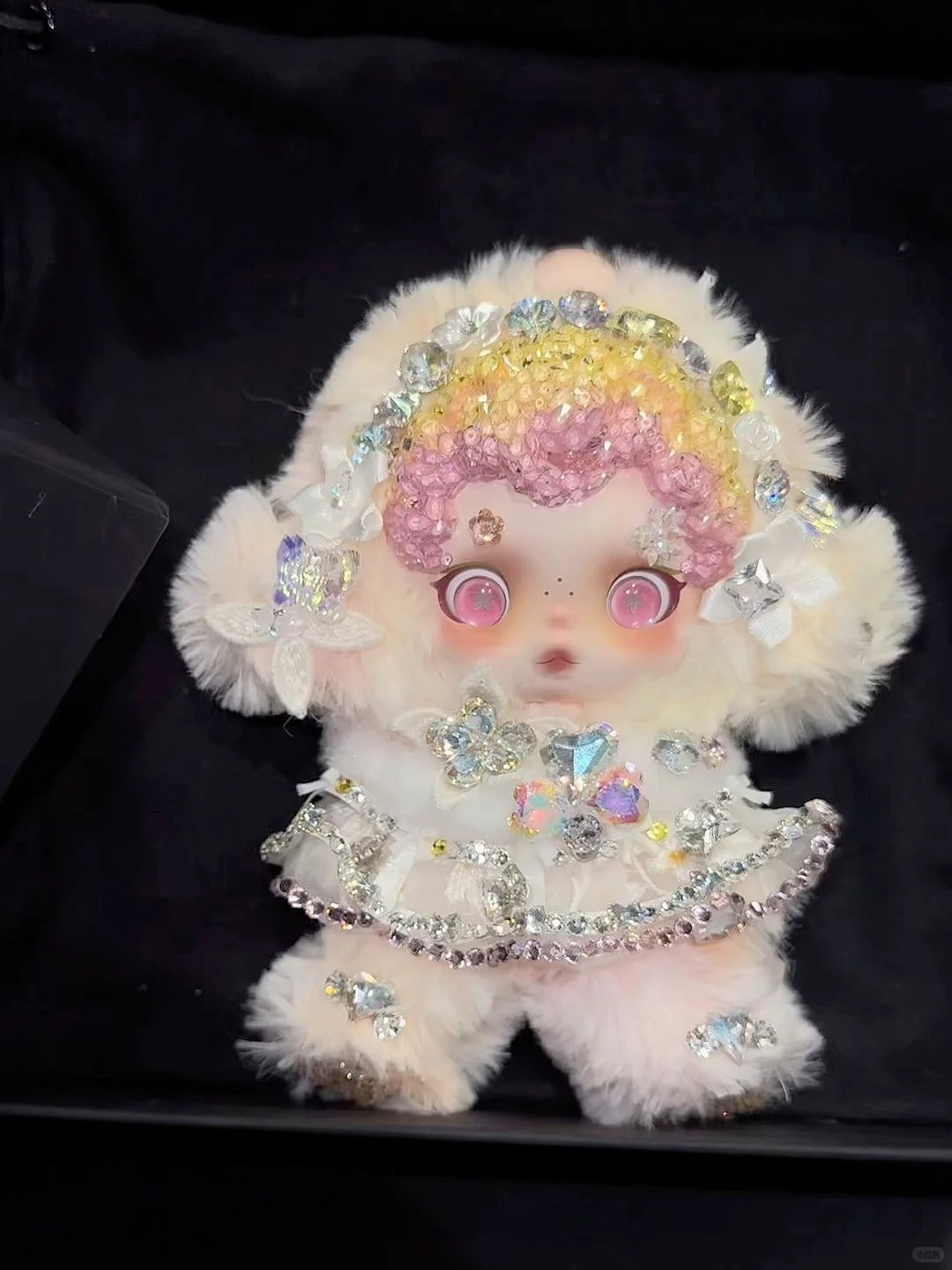 Skullpanda Crystal Bunny – Handmade Swarovski Plush Pendant