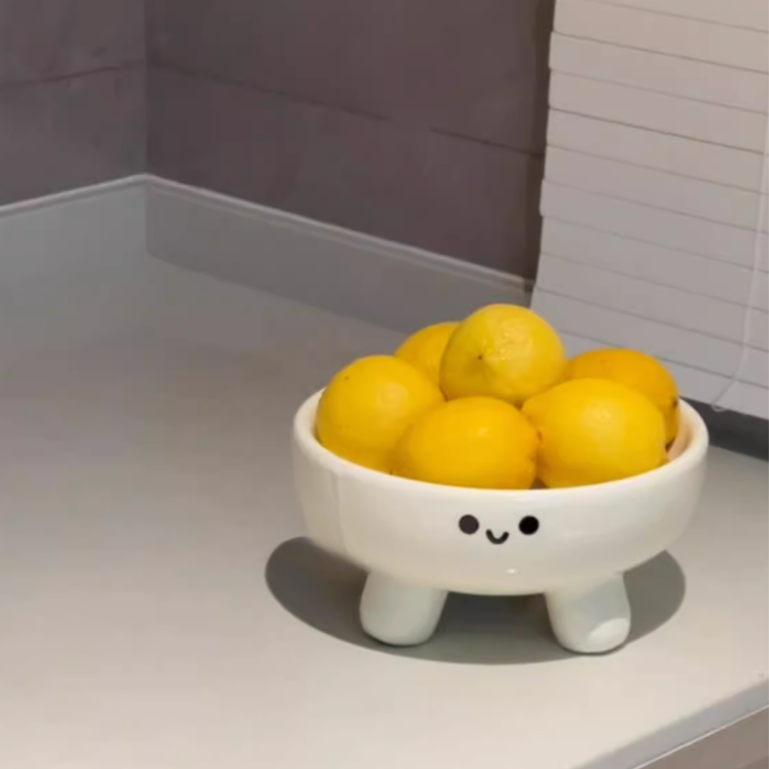 Smiley Three Legs Ceramic Fruit Bowl Collection