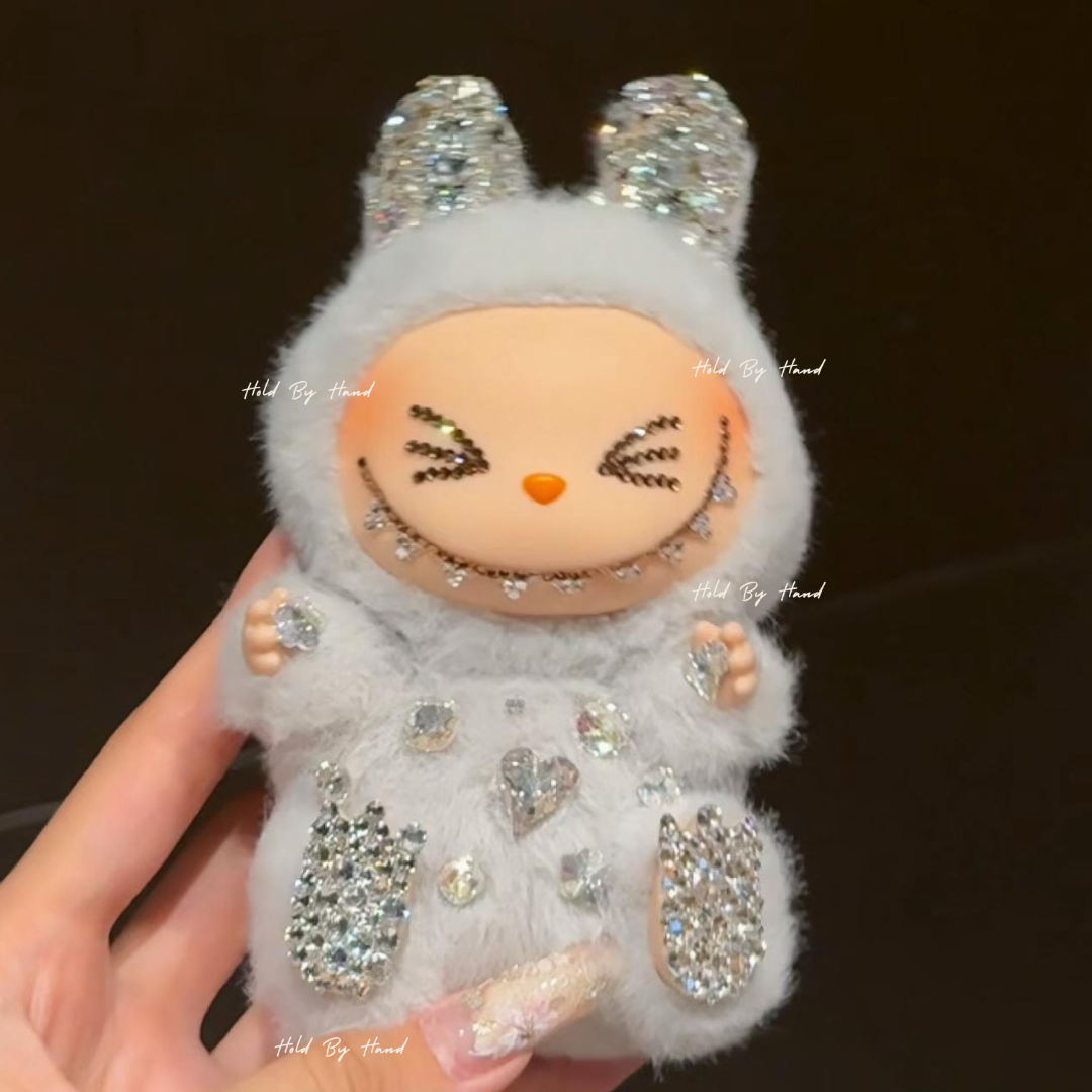 Authentic Pop Mart Labubu Have a Seat Hehe Vinyl Plush Customized with Swarovski Crystals – Handmade Collectible