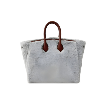Petite Grey Fluff Zip Bag