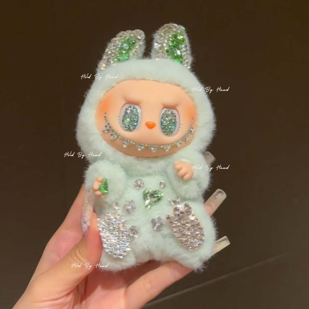 Authentic Pop Mart Labubu Have a Seat Ququ Vinyl Plush Customized with Swarovski Crystals – Handmade Collectible
