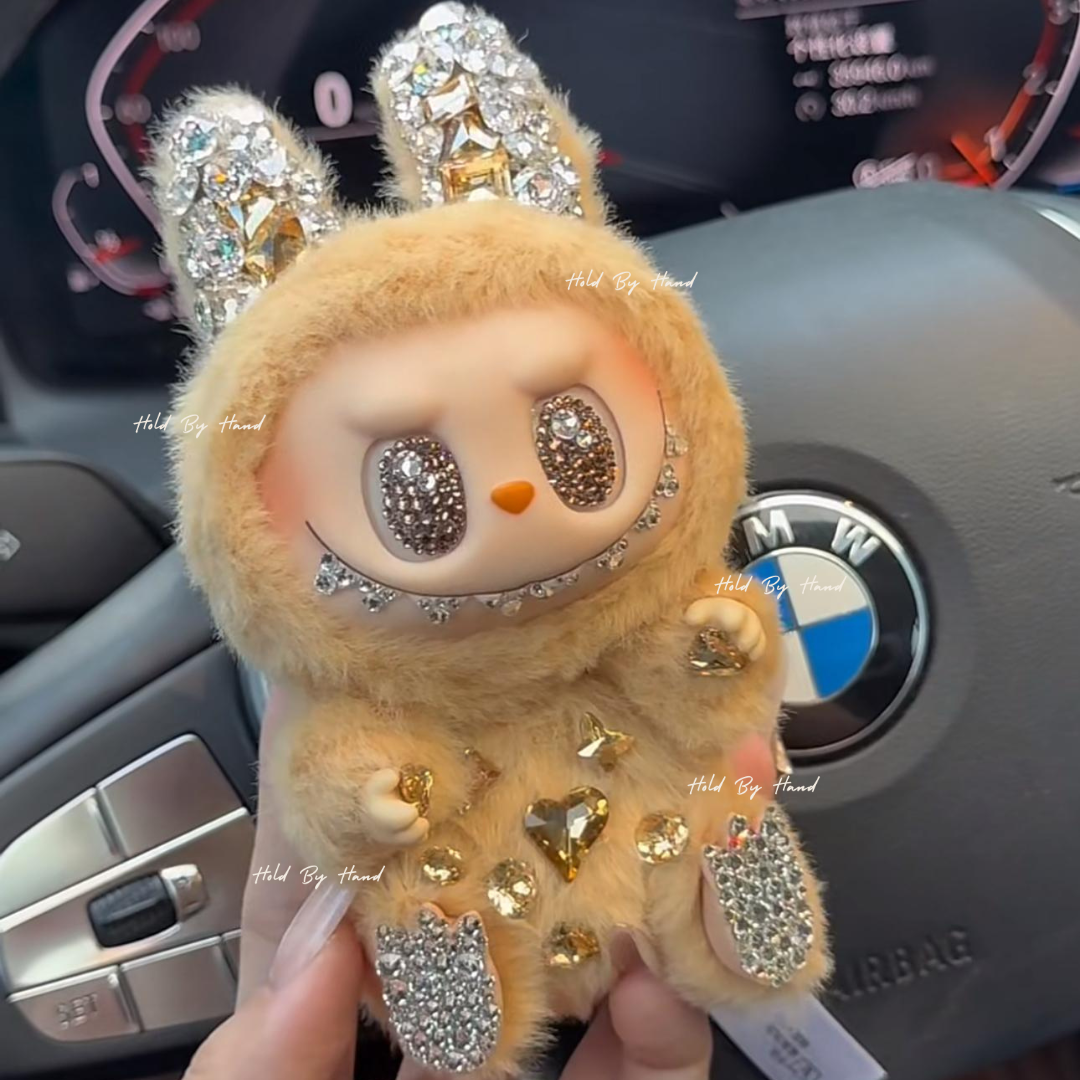 Authentic Pop Mart Labubu Have a Seat Baba Vinyl Plush Customized with Swarovski Crystals – Handmade Collectible