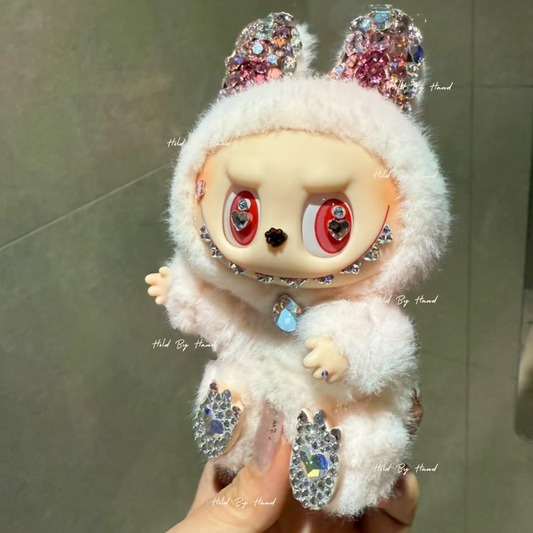 Authentic Pop Mart Labubu Have a Seat Dada Vinyl Plush Customized with Swarovski Crystals – Handmade Collectible