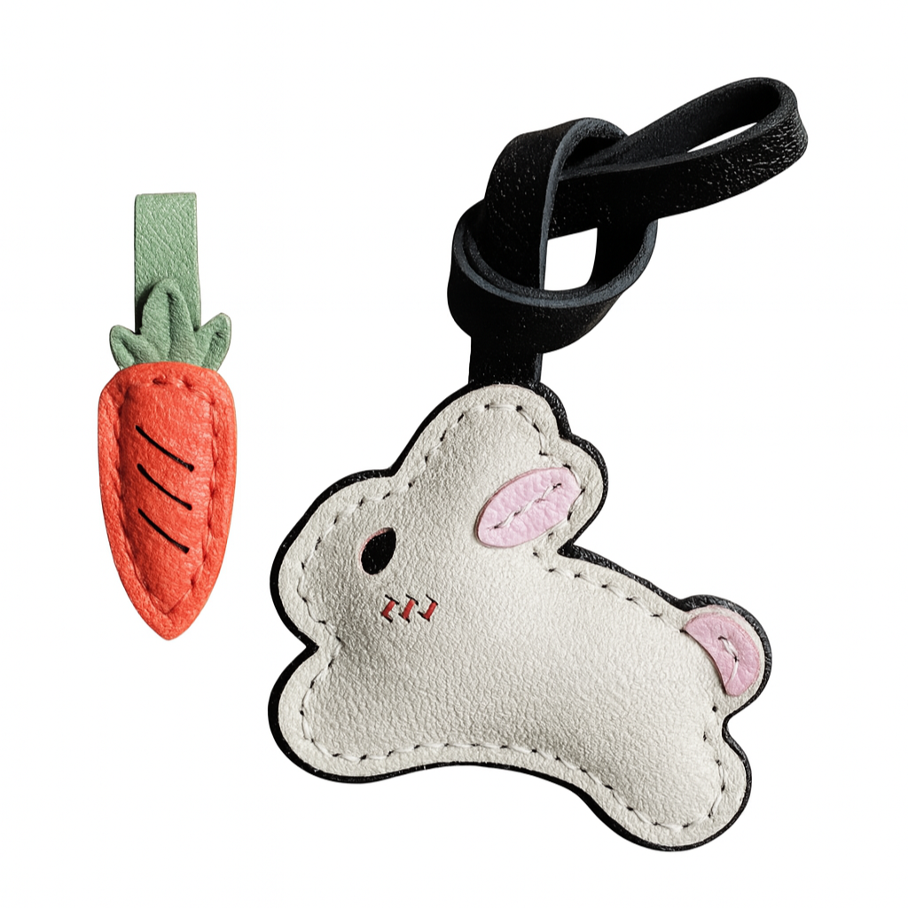 Carrot Chase Bunny Handmade Leather Charm