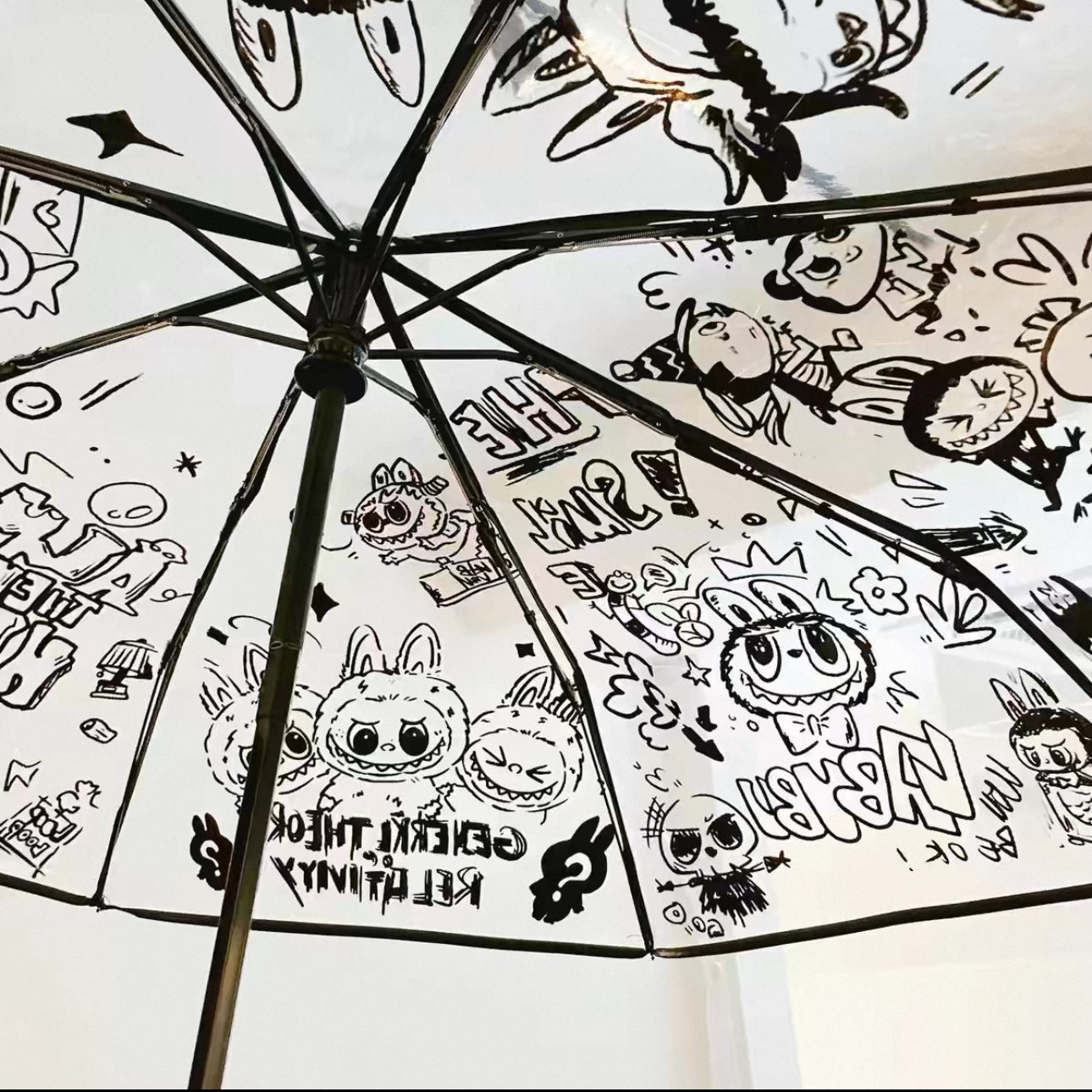 Labubu Sketch Parade – Transparent Character Umbrella