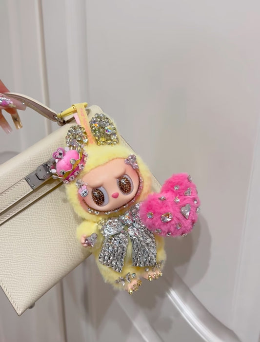 Authentic Pop Mart Labubu Let's Check Mate Vinyl Plush Customized with Swarovski Crystals – Handmade Collectible