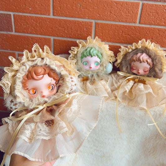 Skullpanda Victorian Dream Bloom – Handmade Lace Bonnet Dress | Fits Skullpanda Dolls (Pop Mart)