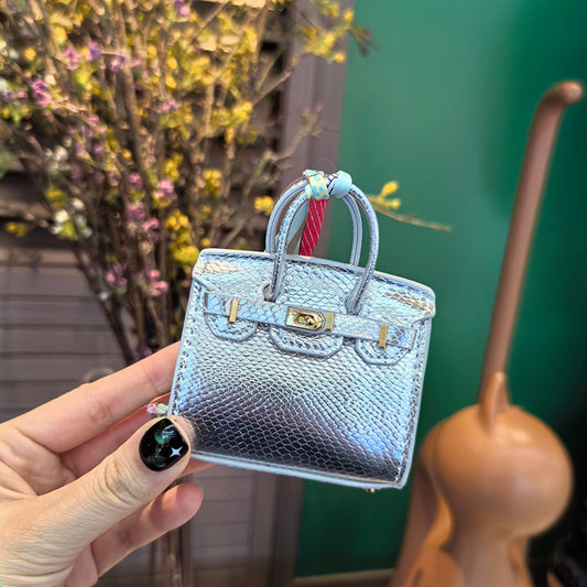 Mini Python Skin Bag Charm Keychain