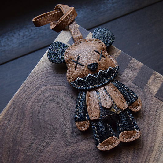 Double X Bear Handmade Leather Charm