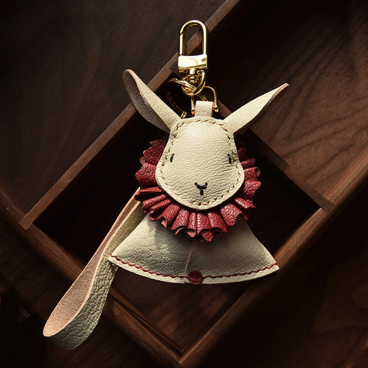 Bunny with Ruffled Collar Handmade Leather Charm