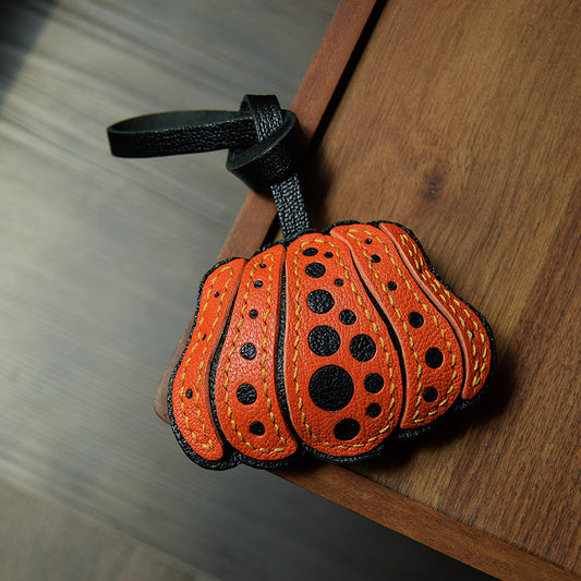 Polka Pumpkin  Handmade Leather Charm