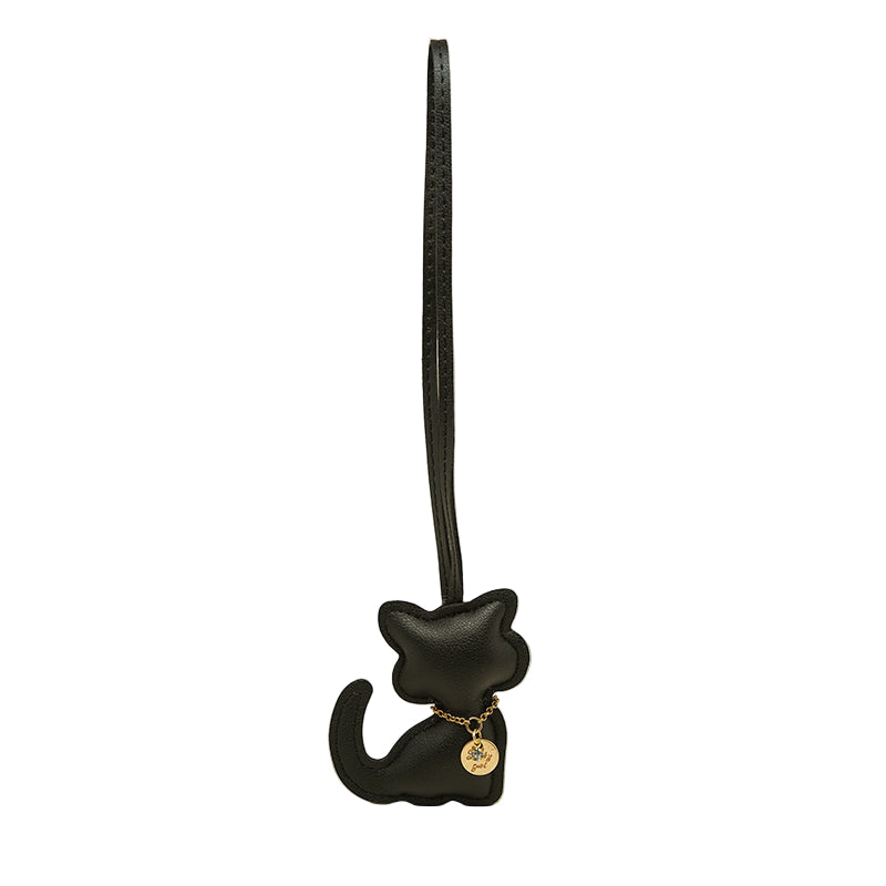 Cat Silhouette Leather Bag Charm