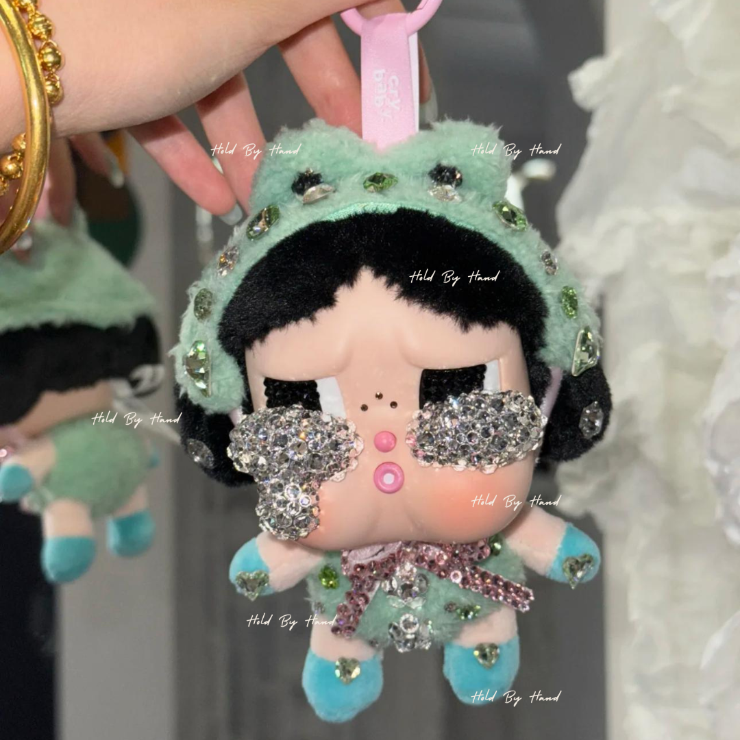Authentic Pop Mart Crybaby Vinyl Plush Customized with Swarovski Crystals – Handmade Collectible