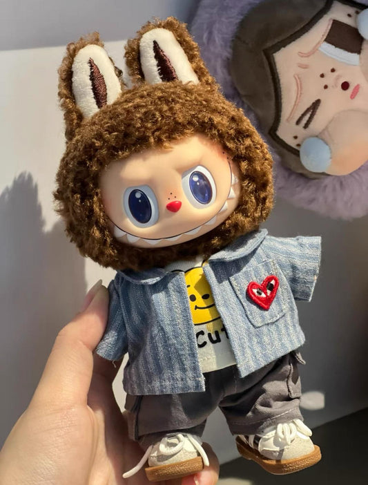 Labubu Designer-Inspired CGD Blue Jacket Handmade Outfit | Fits 15-17cm Labubu Standard Version | Casual Street Style