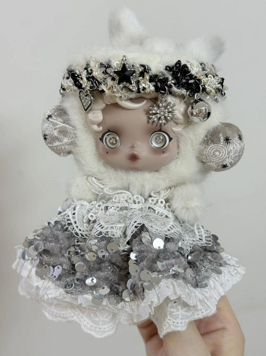 Skullpanda Snow Stardust Crown – Winter Luxe Handmade Dress | Fits Skullpanda Plush V1 & V2