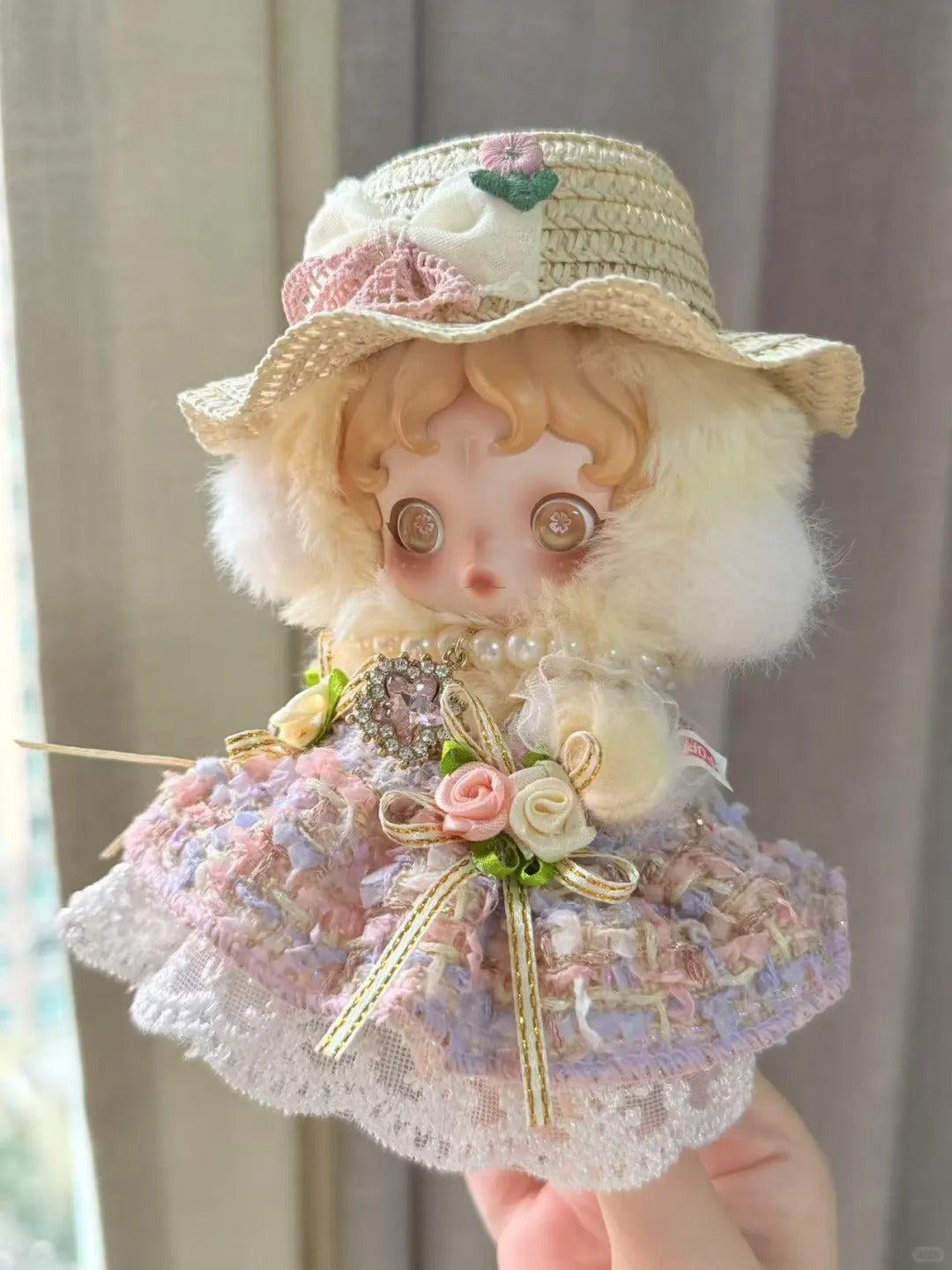 Skullpanda Garden Lace Princess – Handmade Spring Picnic Dress | Fits Skullpanda Plush V1 & V2