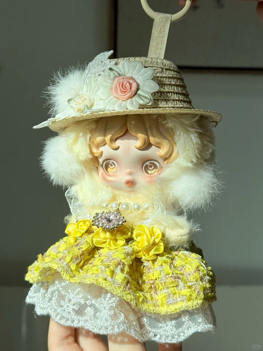 Skullpanda Golden Daisy Morning – Handmade Sunshine Tweed Dress | Fits Skullpanda Plush V1 & V2