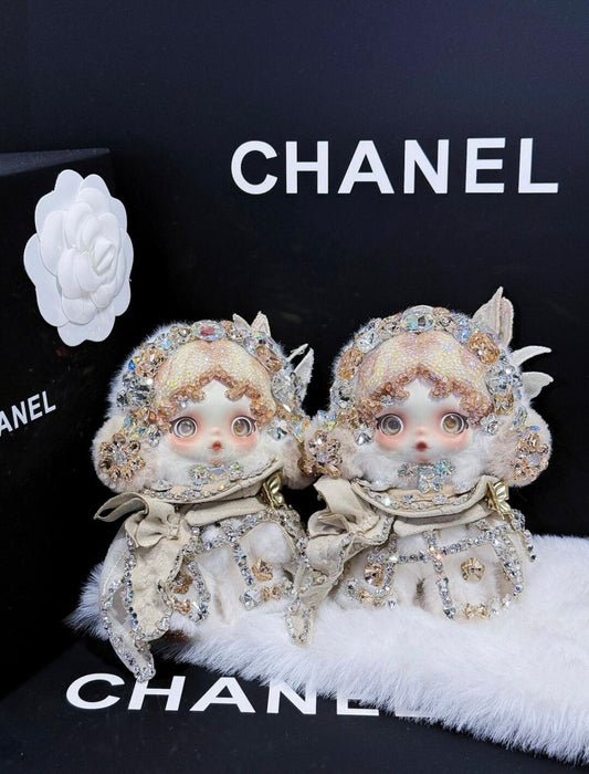 Authentic Pop Mart Skullpanda Golden Elegance – Handmade Swarovski Crystal Plush Pendant