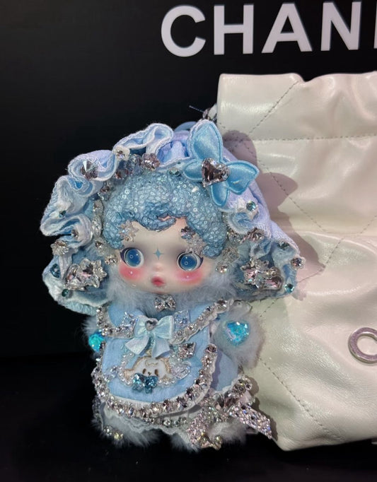 Authentic Pop Mart Skullpanda Blue Enchantress – Handmade Swarovski Crystal Plush Pendant