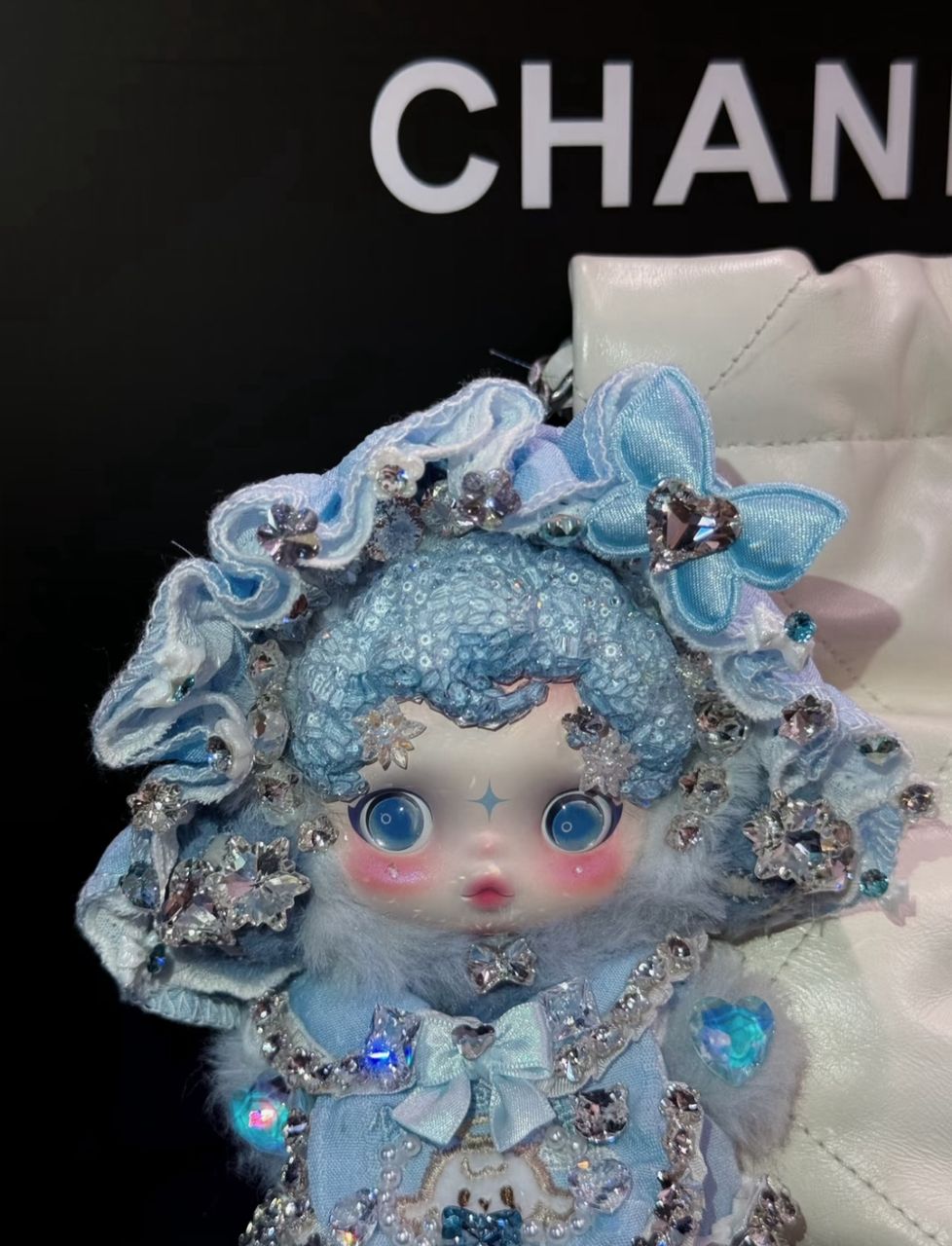 Authentic Pop Mart Skullpanda Blue Enchantress – Handmade Swarovski Crystal Plush Pendant
