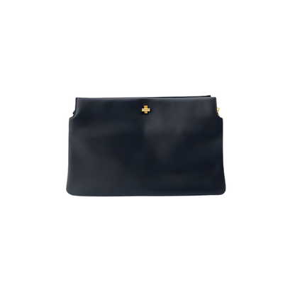 Classic Noir Fold Leather Clutch Bag