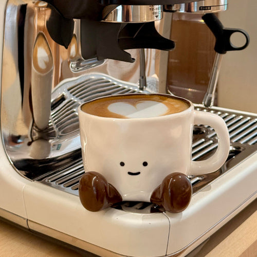 Smiley Choco Legs Mug Cute Ceramic Cup with Spoon