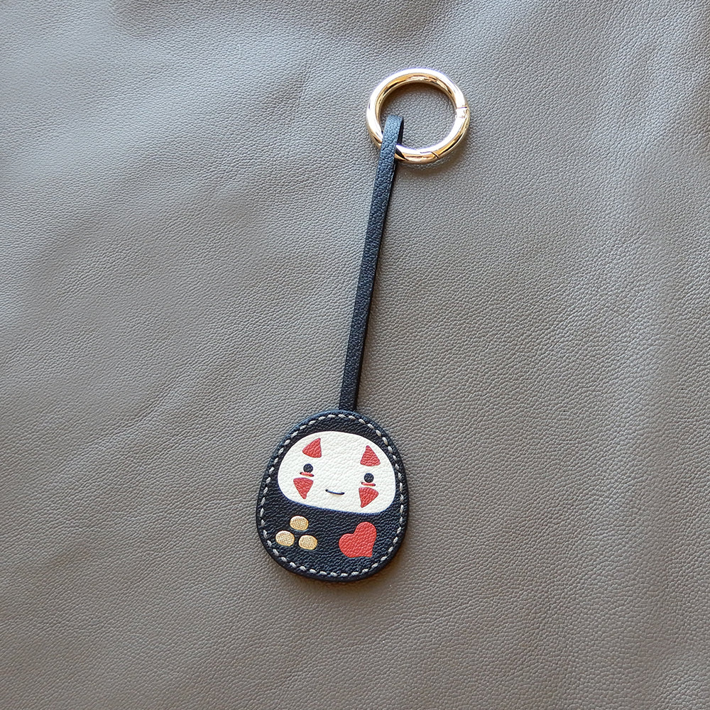 Lucky Daruma Handmade Leather Charm