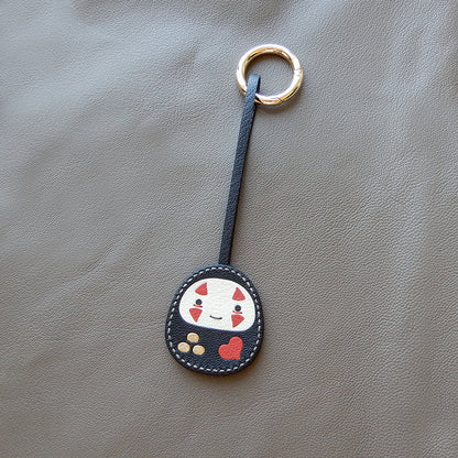 Lucky Daruma Handmade Leather Charm