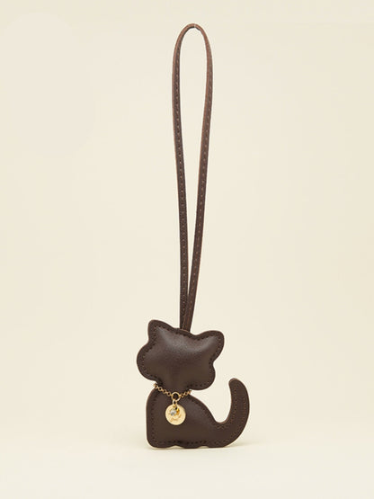 Cat Silhouette Leather Bag Charm