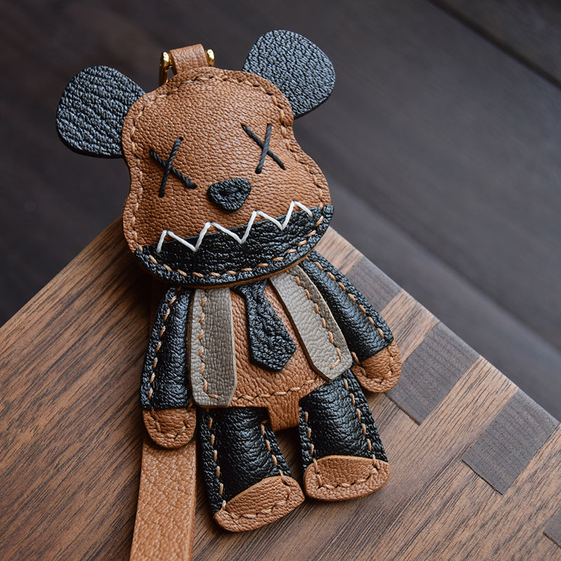Double X Bear Handmade Leather Charm