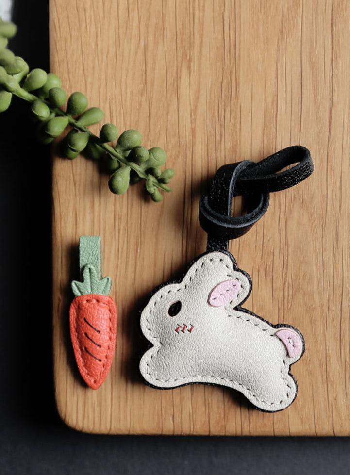 Carrot Chase Bunny Handmade Leather Charm