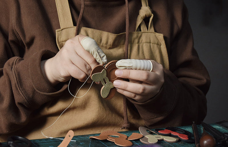 Bow Ears Handmade Leather AirTag Charm