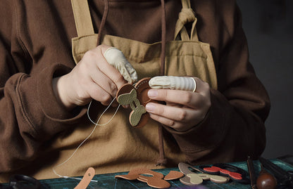 Bow Ears Handmade Leather AirTag Charm
