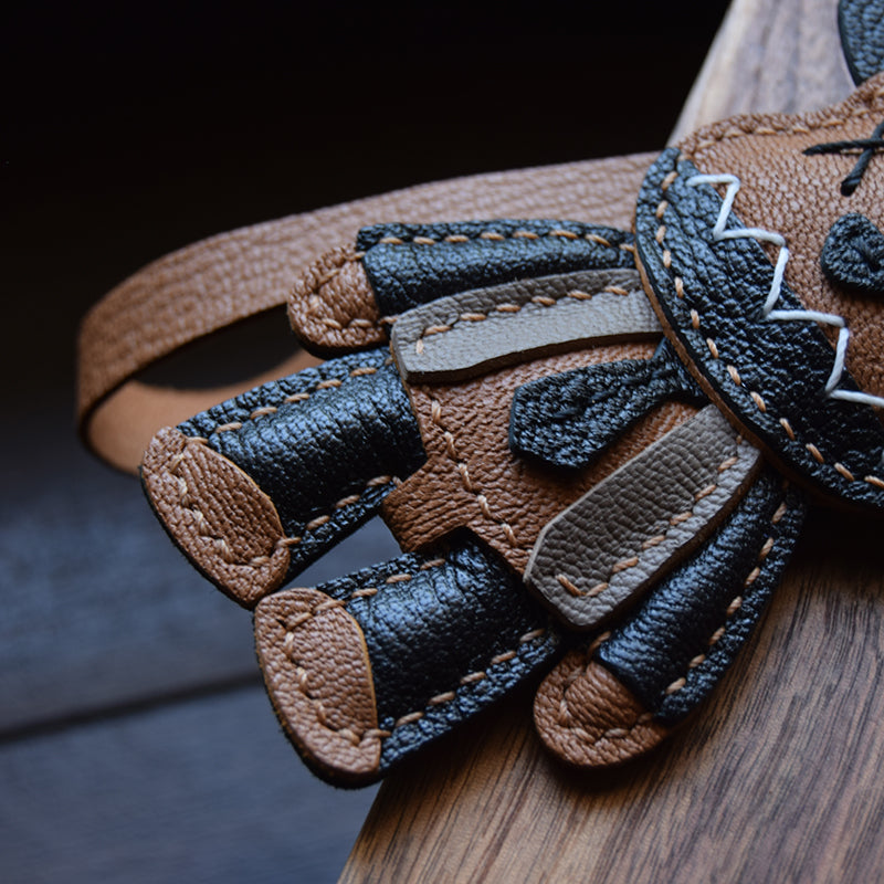 Double X Bear Handmade Leather Charm